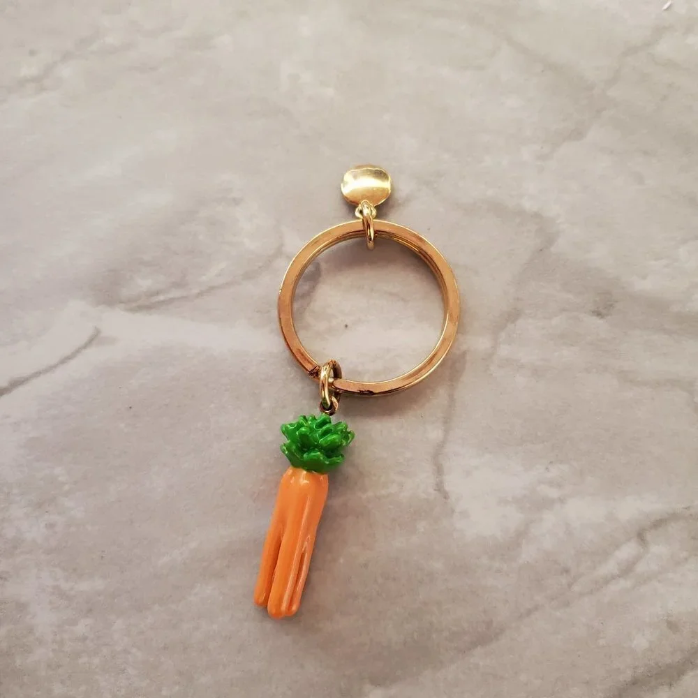 🥕 Vintage 2000s 00s Y2k J.Crew Key Chain Fob Enamel Carrot 🥕